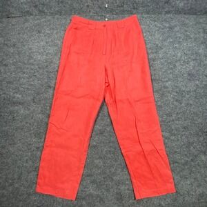 Studio Works Womens Coral Pink 100% Linen Straight Leg High Rise Pants Size M